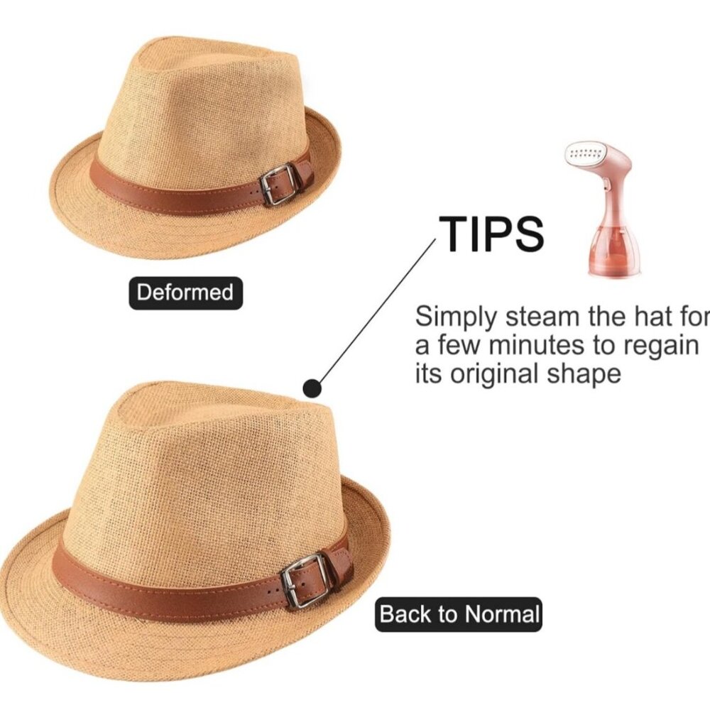 Ultrafun Straw Fedora Hat Classic Manhattan brown khaki Uni Excellent condition - Picture 6 of 12
